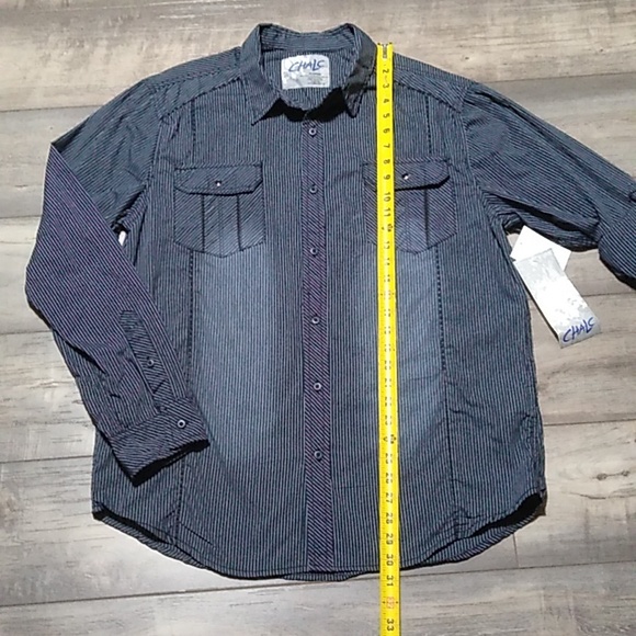 Chalc Men's Long Sleeve button up shirt with roll and button sleeve size XL NWT - Picture 9 of 12